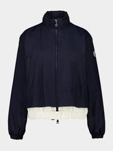Moncler Navy Blue Janze Hooded Twill Short Down Jacket