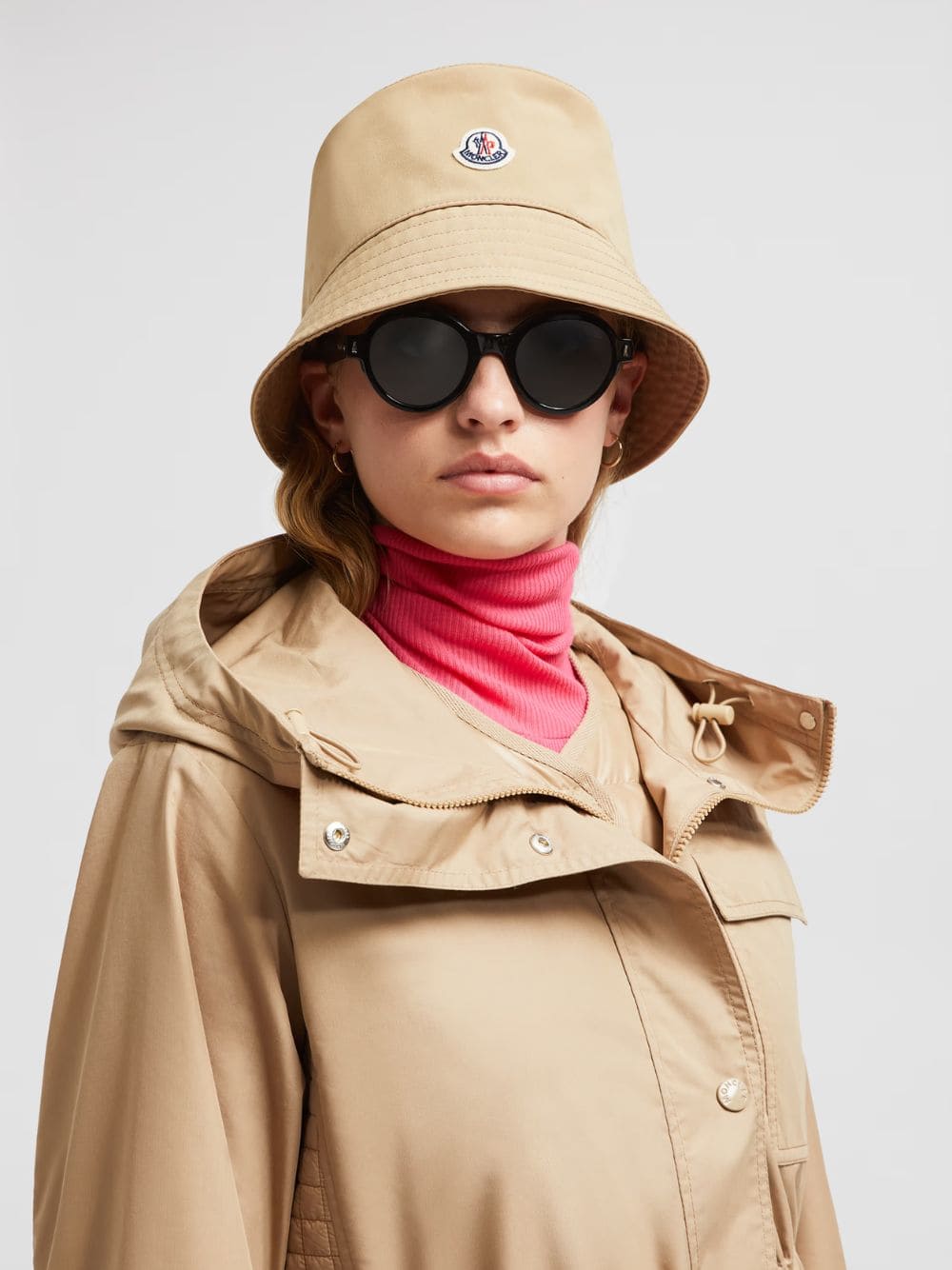 Beige Cotton Bucket Hat