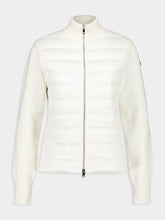 Moncler White Padded Wool Zip-Up Cardigan