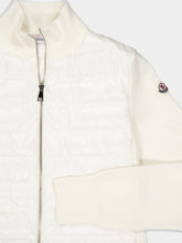 Moncler White Padded Wool Zip-Up Cardigan