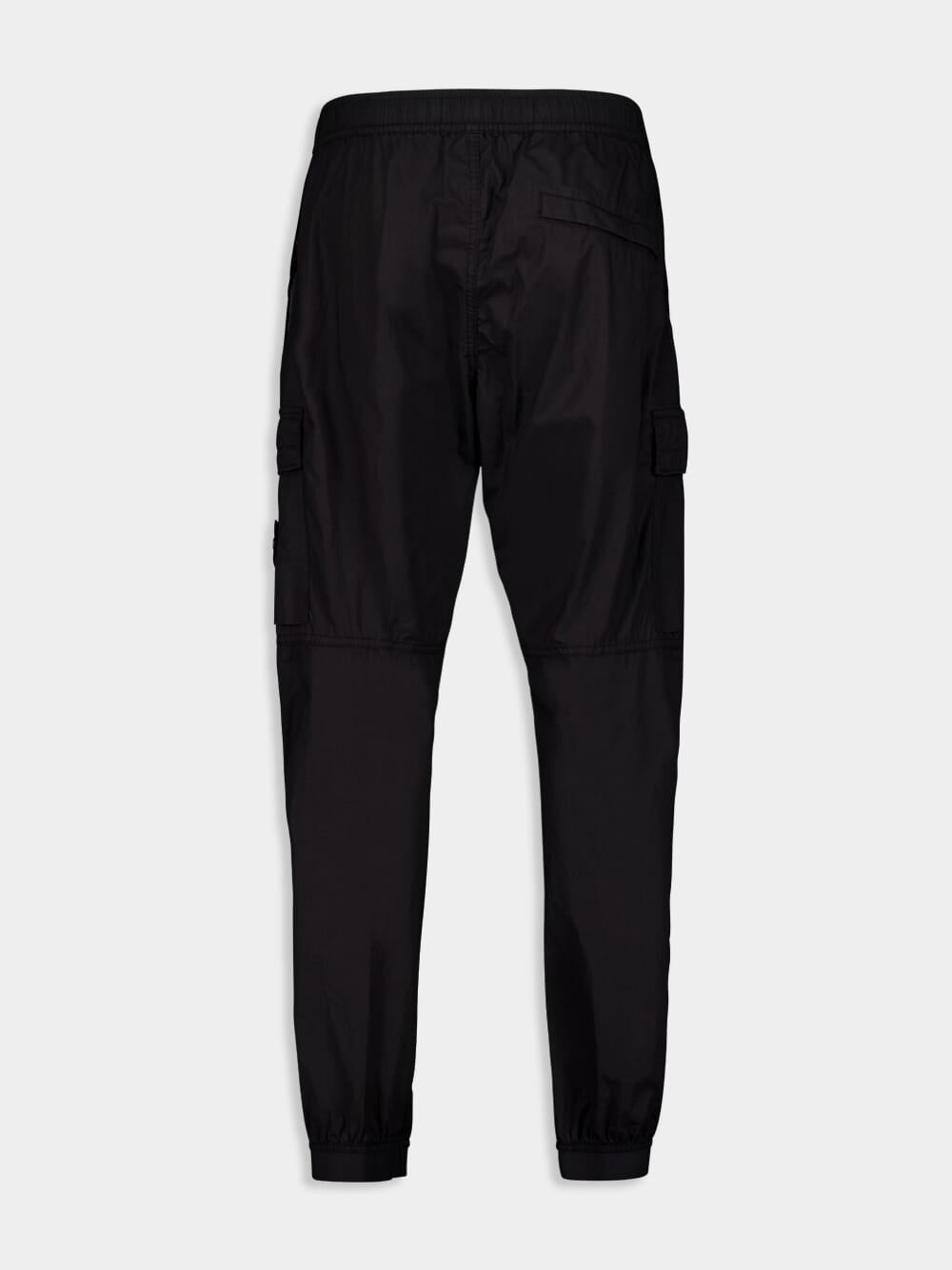 Black Stretch Cotton Cargo Trousers