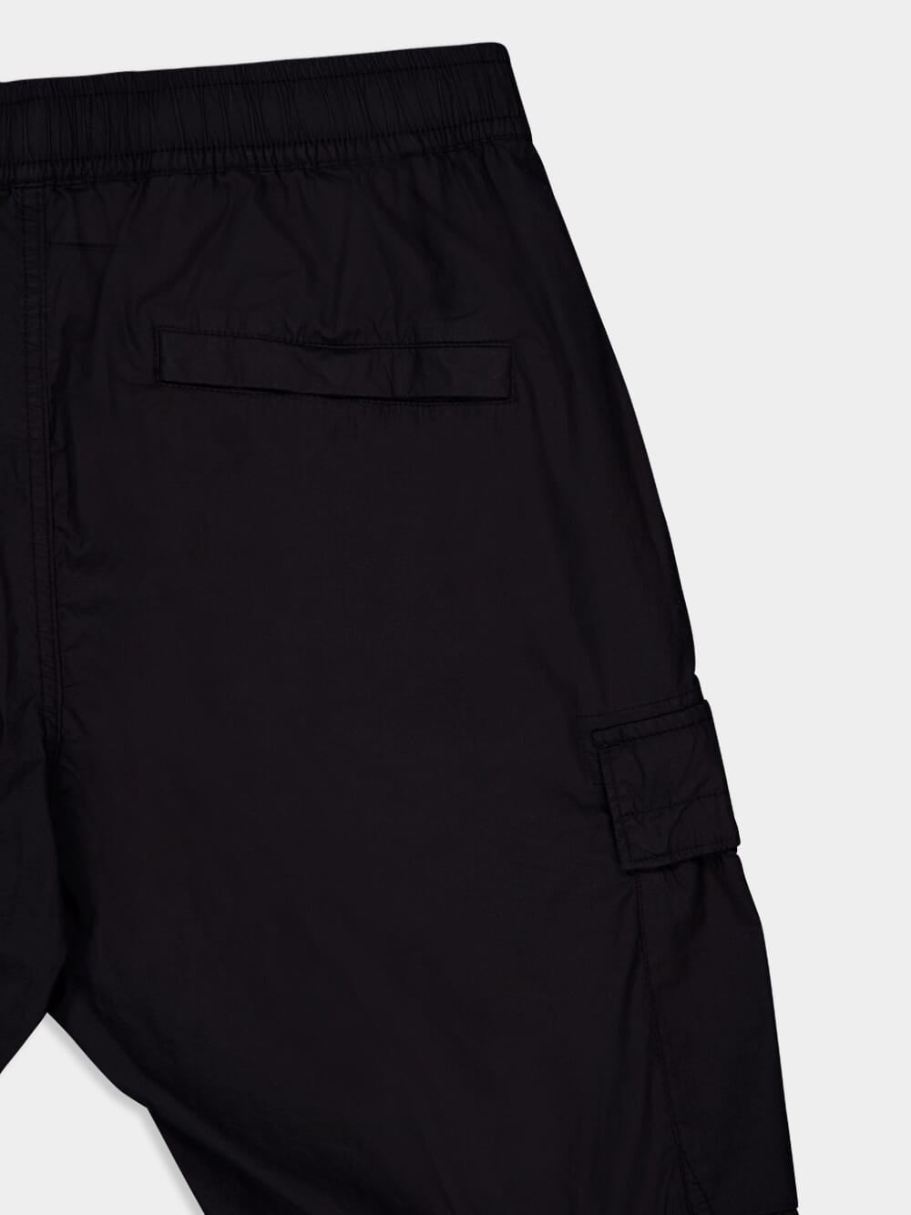 Black Stretch Cotton Cargo Trousers