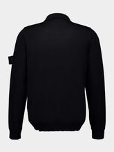 Stone Island Black Long Sleeve Virgin Wool Polo Shirt
