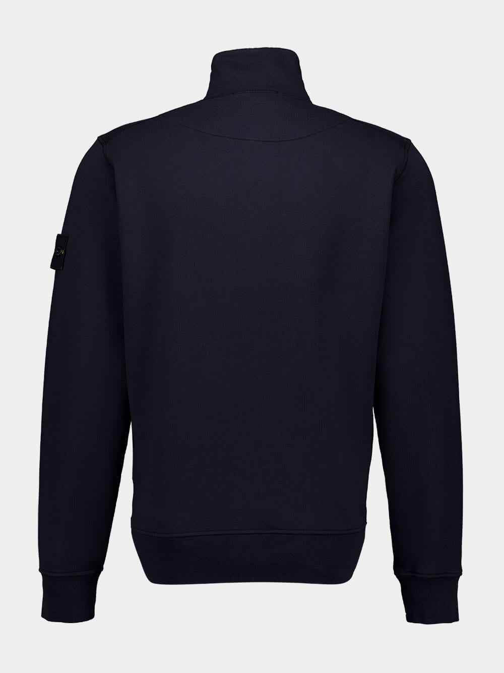 Navy Blue Compass-Badge Zipped Sweatshirt