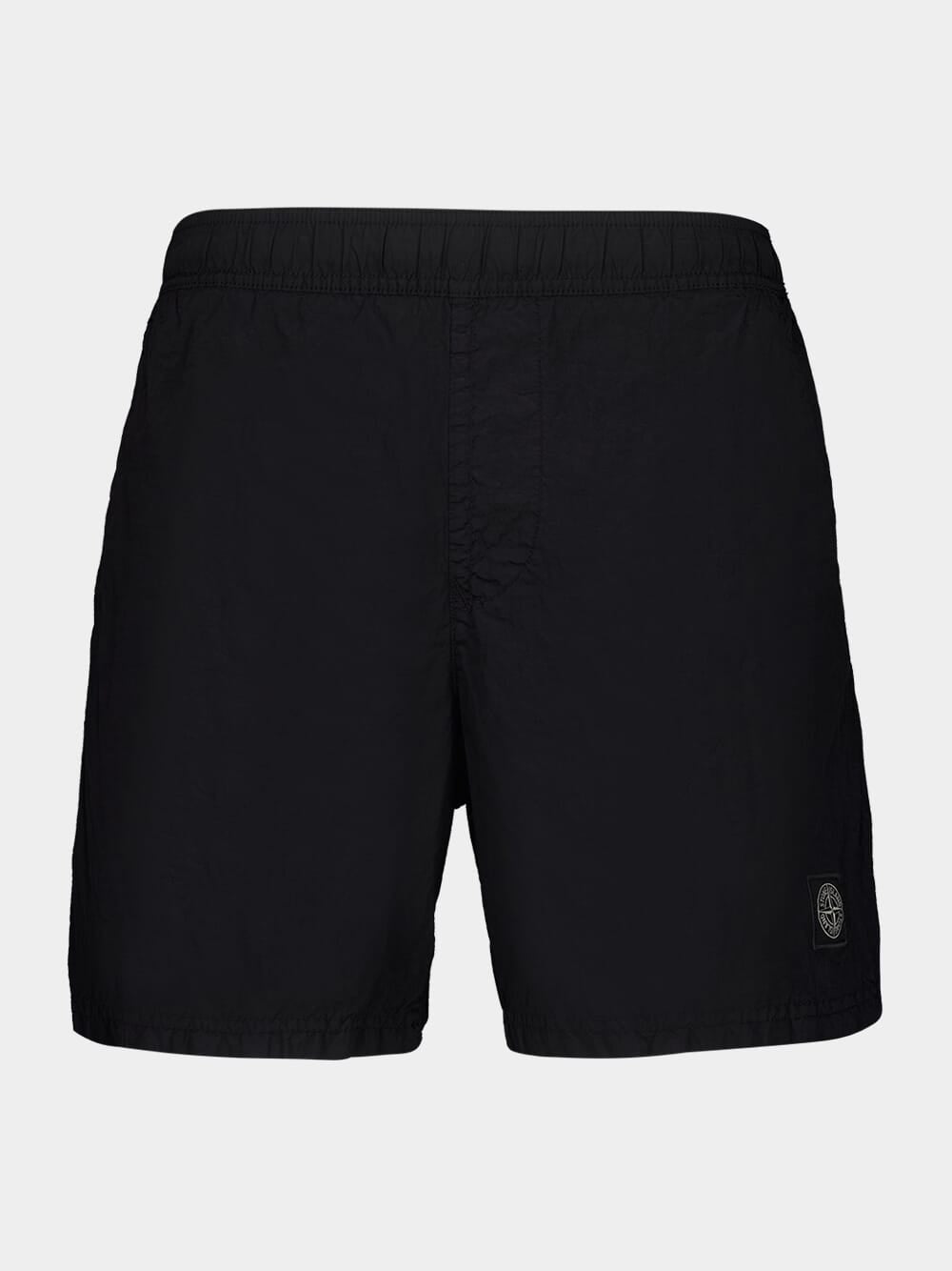 Black Compass Patch Swim Shorts