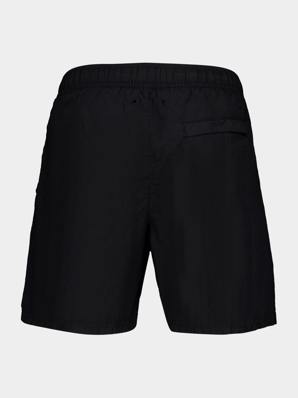 Black Compass Patch Swim Shorts