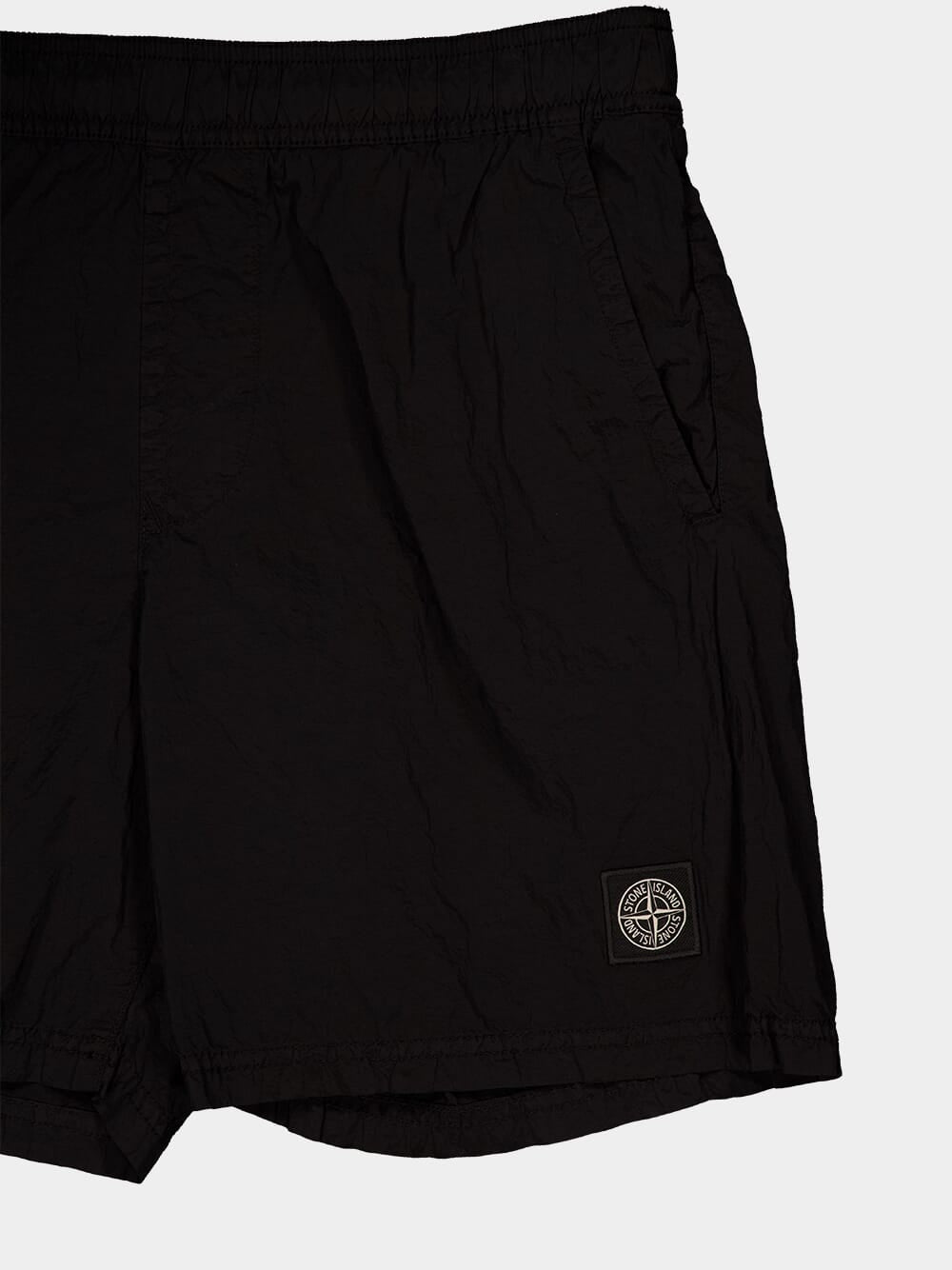 Black Compass Patch Swim Shorts