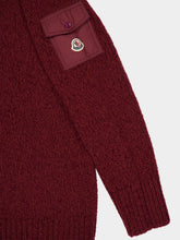 Moncler Burgundy Padded V-Neck Cotton and Wool Blend Jumper