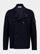 Stone Island Navy Blue Felted Wool Pea Coat