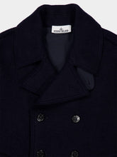 Stone Island Navy Blue Felted Wool Pea Coat
