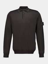 Stone Island Dark Brown Wool Long-Sleeve Polo Jumper