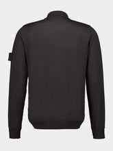 Stone Island Dark Brown Wool Long-Sleeve Polo Jumper