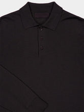 Stone Island Dark Brown Wool Long-Sleeve Polo Jumper