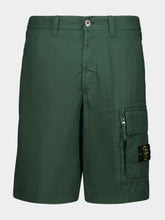 Green Cotton Bermuda Cargo Shorts