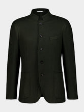 Boglioli Dark Green Wool Mandarin Collar Jacket