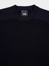 Y-3 Black Wool-Blend Knit Crew Sweater
