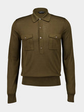 Tom Ford Olive Green Merino Wool Polo Sweater