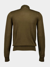 Tom Ford Olive Green Merino Wool Polo Sweater