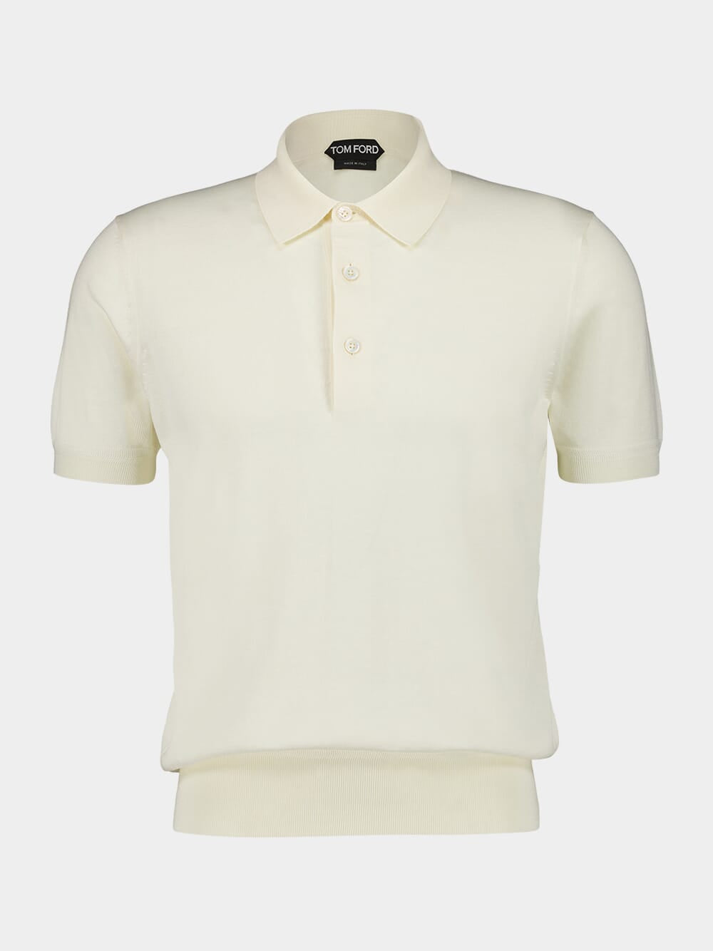 Cream Short-Sleeve Cotton Polo Shirt