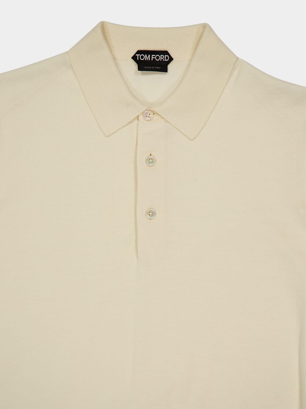 Cream Short-Sleeve Cotton Polo Shirt