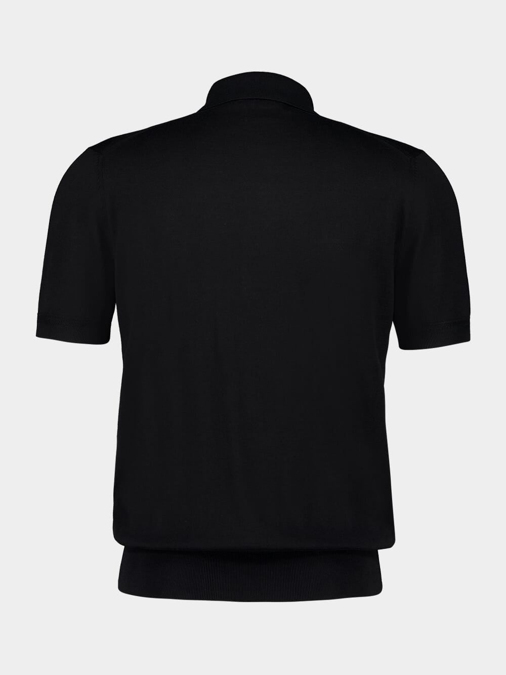 Black Short-Sleeve Cotton Polo Shirt