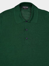 Tom Ford Forest Green Silk and Linen Polo Shirt