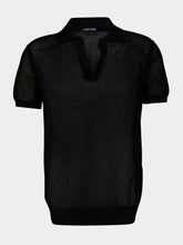 Tom Ford Black Cotton Silk Mesh Polo