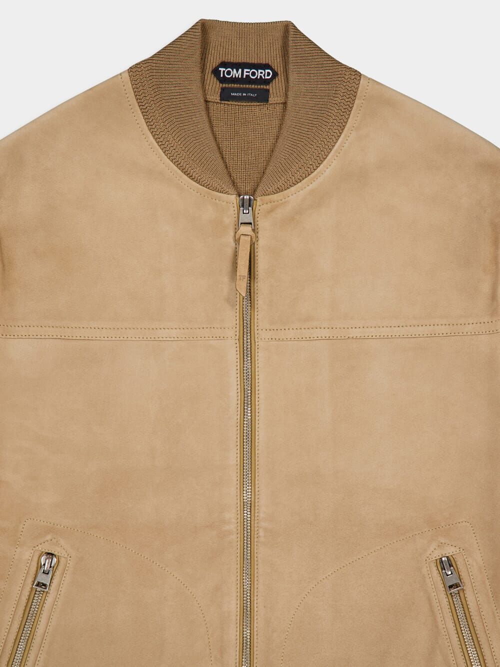 Camel Bomber Merino Suede