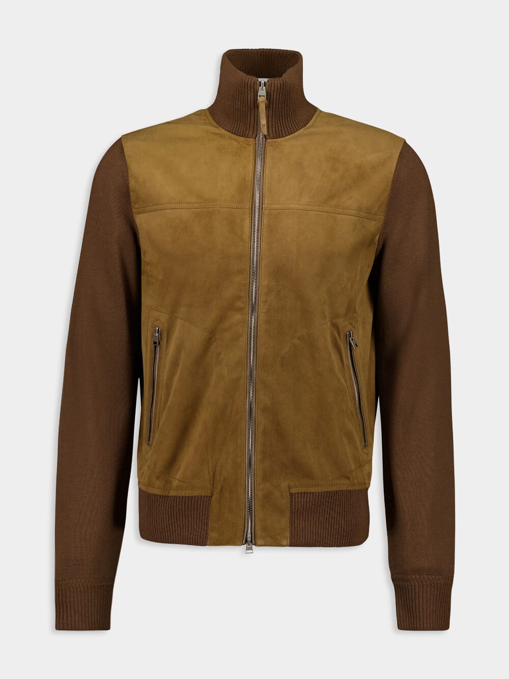 Tobacco Brown Suede Zip-Up Jacket