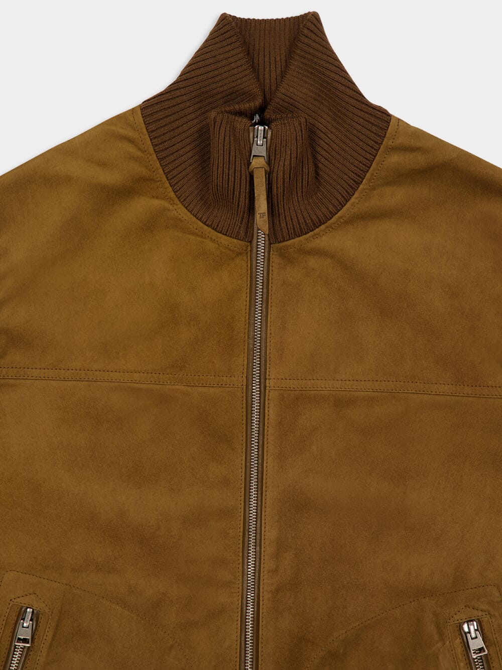 Tobacco Brown Suede Zip-Up Jacket