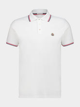 Moncler White Tricolour Cotton Polo Shirt