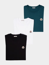 Moncler Logotipo de algodão T-Shirt Trio em branco, preto e verde
