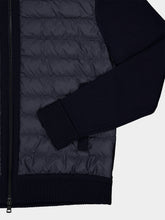 Moncler Navy Blue Padded Zip-Up Wool Cardigan