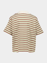 Moncler Light Beige Striped Cotton Polo Shirt