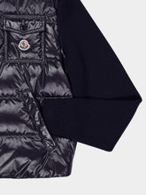 Moncler Navy Blue Padded Zip-Up Wool Cardigan