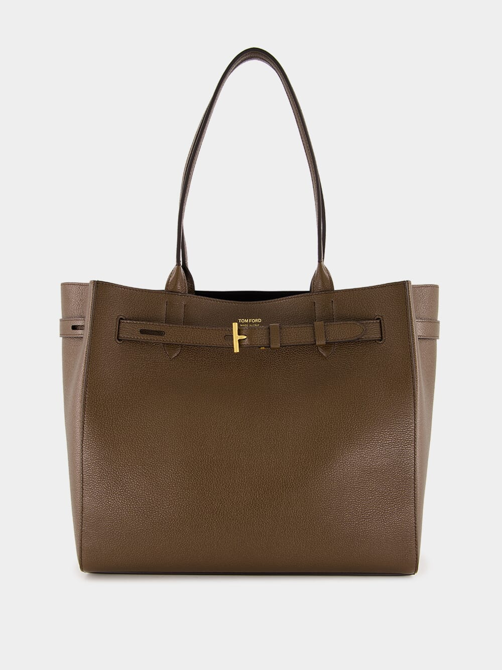 Brown Grain Leather Audrey Medium Tote