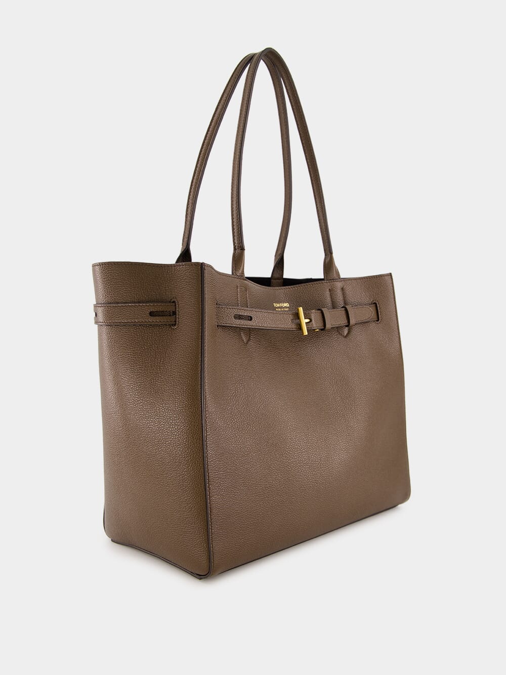 Brown Grain Leather Audrey Medium Tote