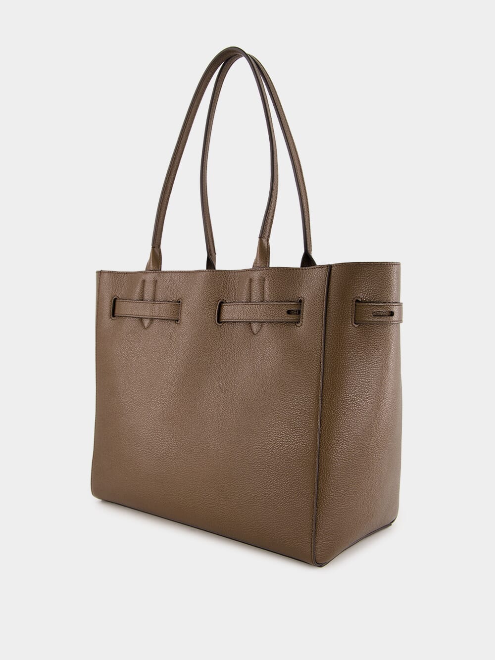 Brown Grain Leather Audrey Medium Tote