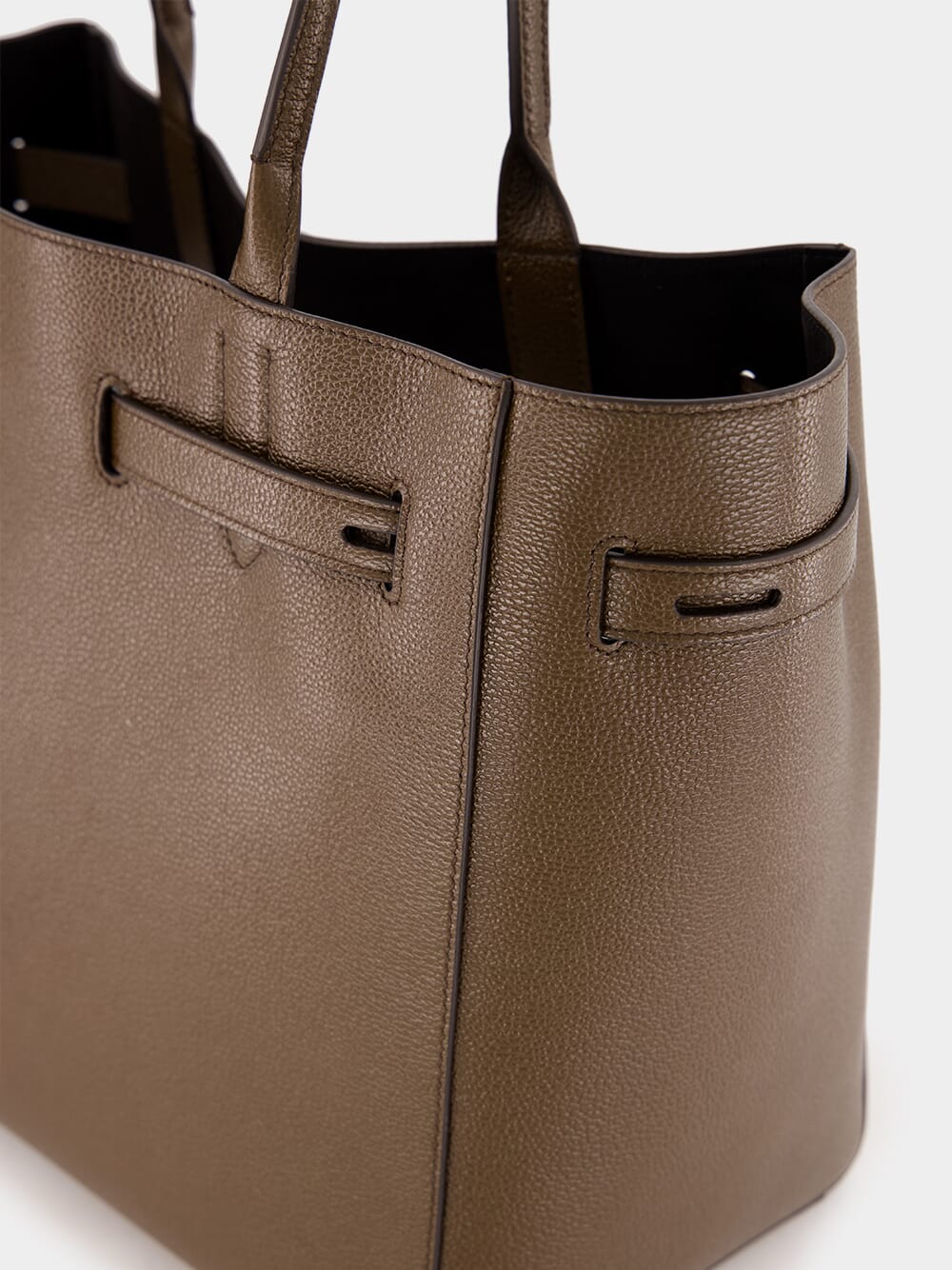 Brown Grain Leather Audrey Medium Tote