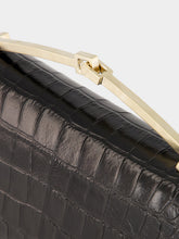 Tom Ford Black Crocodile-Print Leather Arc Mini Bag