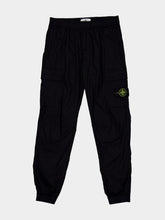 Stone Island Black Stretch Cotton Cargo Trousers