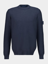 Stone Island Slate Blue Cotton and Cashmere Crewneck Jumper