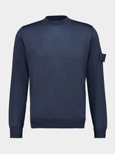 Stone Island Slate Blue Virgin Wool Crewneck Jumper
