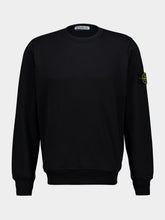 Stone Island Black Organic Cotton Fleece Crewneck Sweatshirt