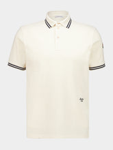 Moncler Ivory Striped Trim Cotton Polo Shirt