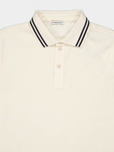 Moncler Ivory Striped Trim Cotton Polo Shirt