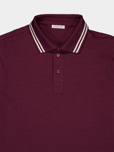 Moncler Burgundy Striped Trim Polo Shirt