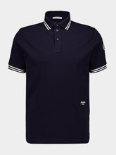 Moncler Dark Blue Striped Trim Cotton Polo Shirt