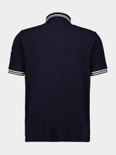 Moncler Dark Blue Striped Trim Cotton Polo Shirt