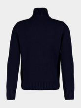 Moncler Dark Blue Zipped Wool Cashmere Cardigan